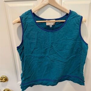 Stylish Teal Tank Top with Purple Accents